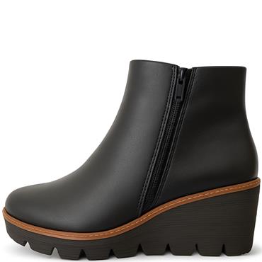 SUSST WOMENS WEDGE ZIP ANKLE BOOT - BLACK